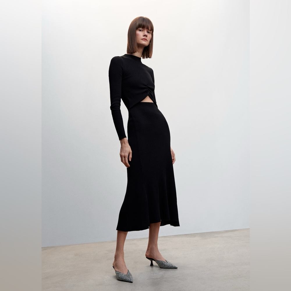 Mango Cutout Mockneck Midi dress, New w/Tags